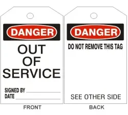 Danger out of service tags - back 1 - LT-121-1