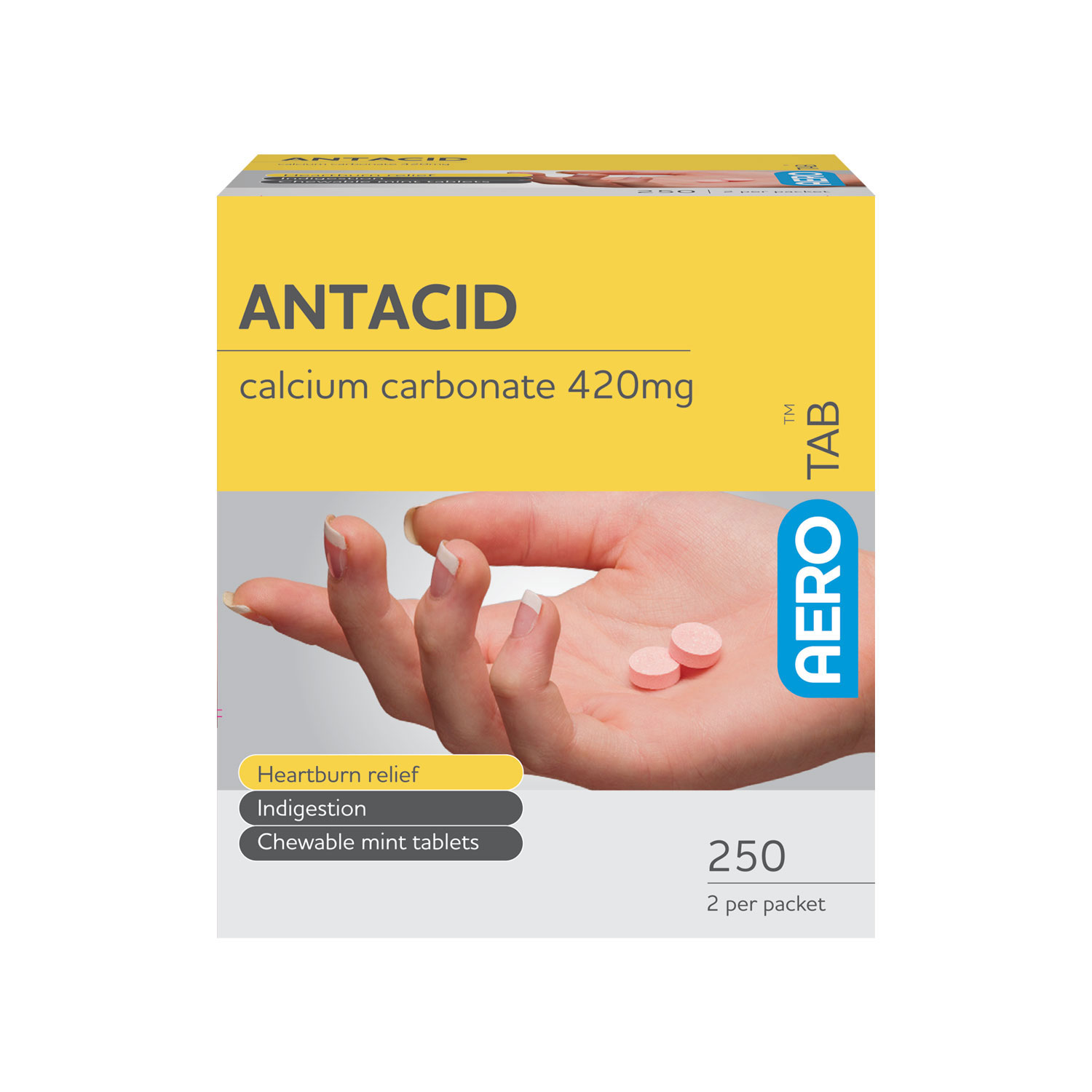 AEROTAB Antacid Tablets 250/box - ATAN250
