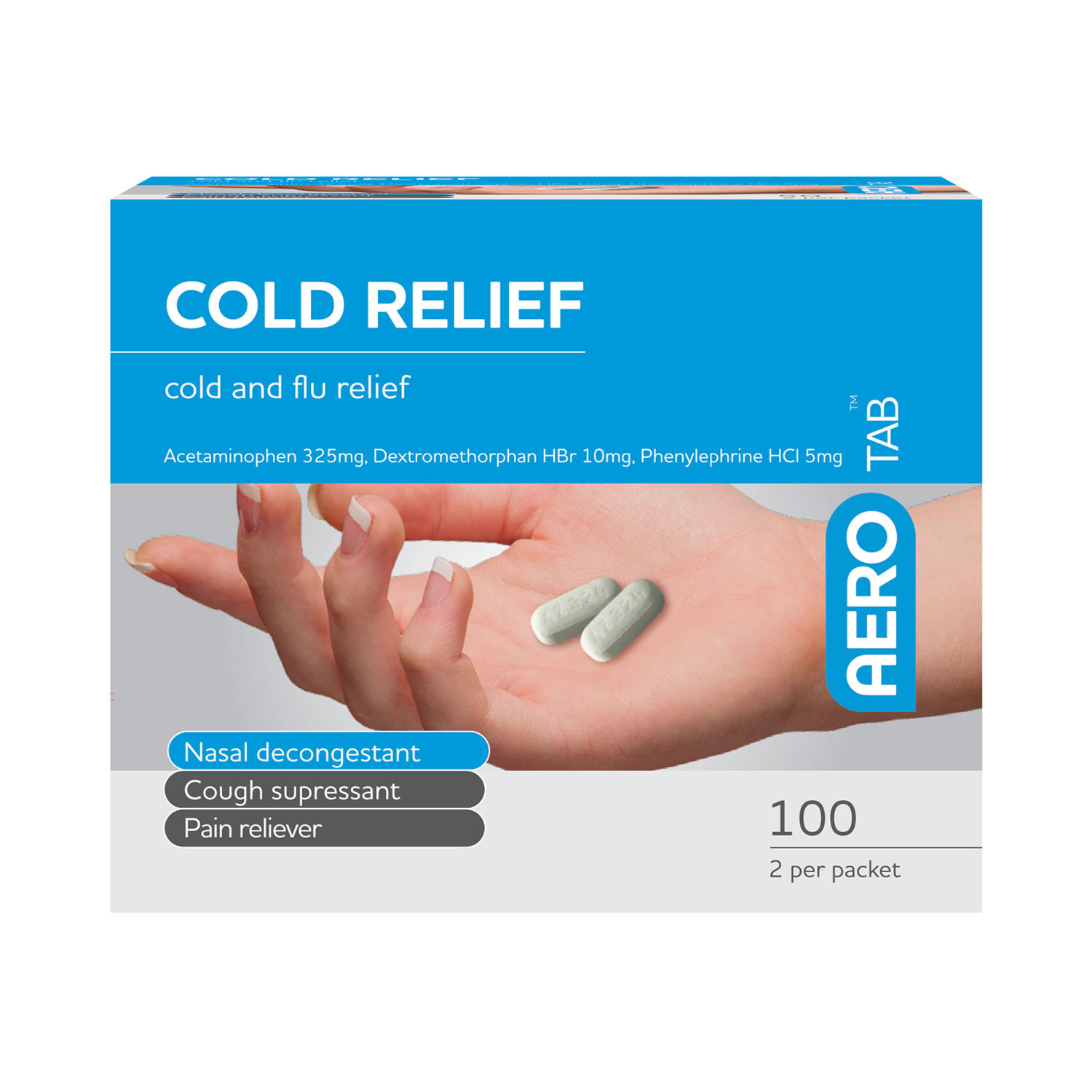 AEROTAB Cold Relief Tablets 100/box - ATCO100