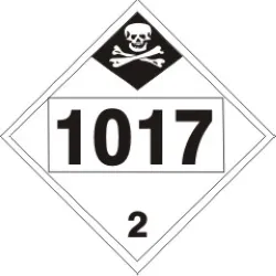 1017 chlorine inhalation hazard - class 2 dot placard - DOT-10174