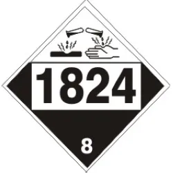 1824 sodium hydroxide solution - class 8 placard - DOT-18249