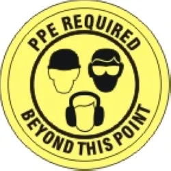 Ppe required beyond this point with three worker heads pictos floor decal - FD-46