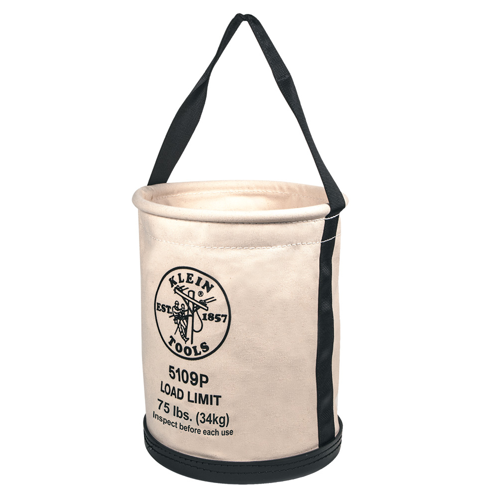 Canvas Bucket, Wide Straight-Wall with Pocket, Molded Bottom, 12-Inch - KLE 5109P