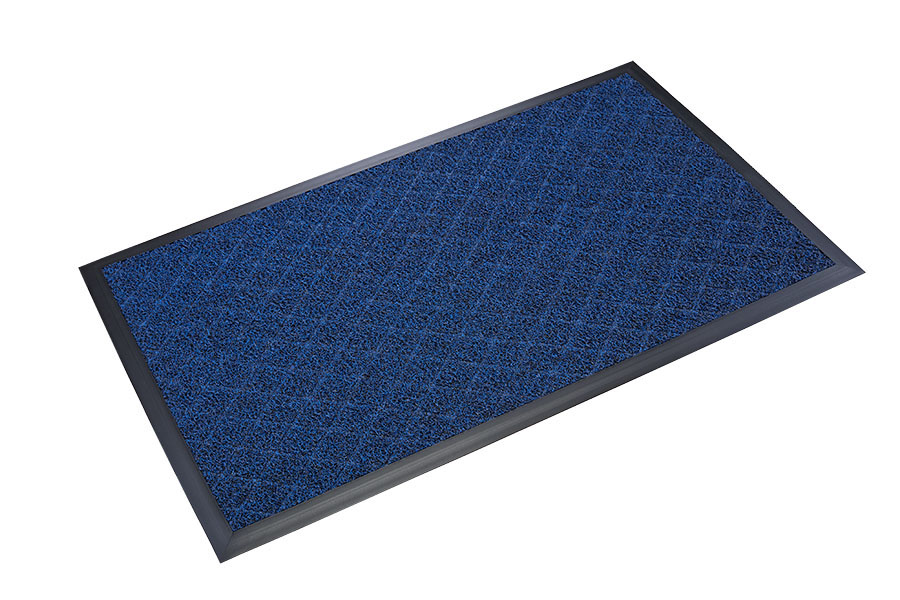 Diamond-Deluxe Duet Medium-Duty Unbacked 4'x6' Nosed-All Black/Blue Scraper Mat - DX MA46BB